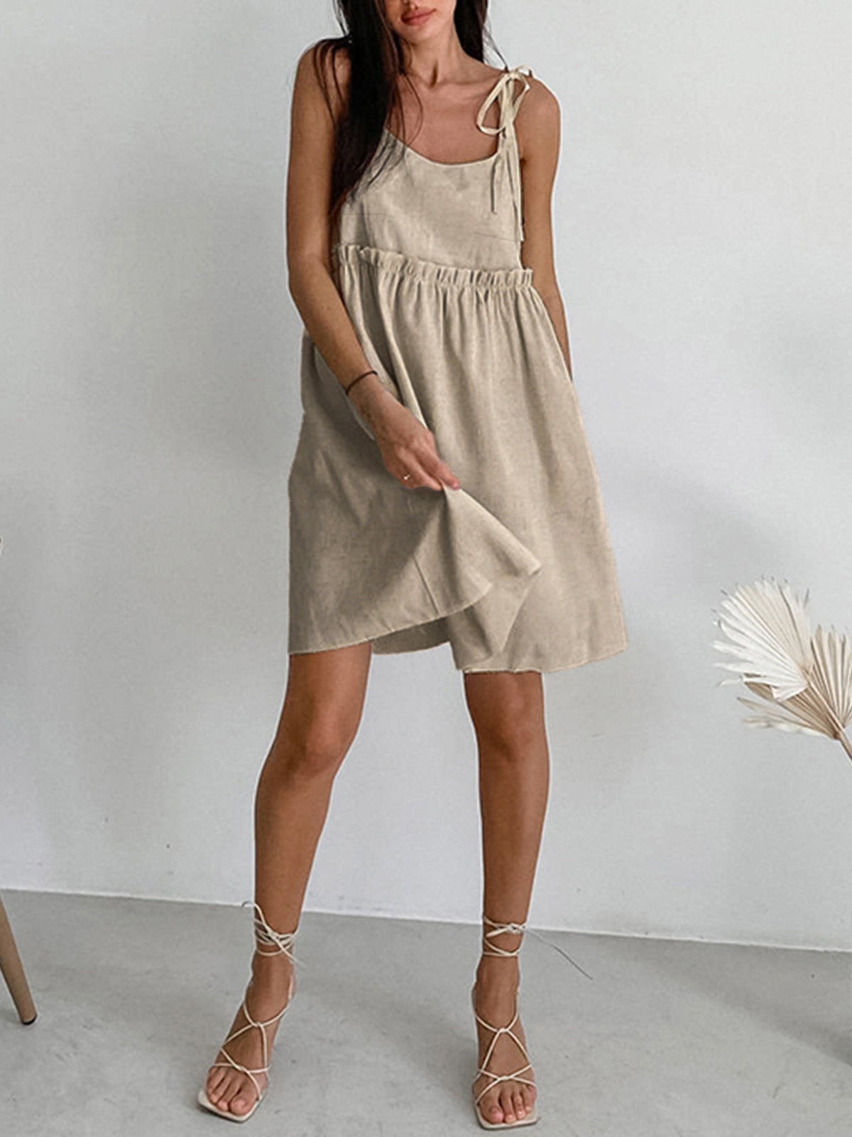 Levanzo Tied Shoulder Short Dress Women's Summer Fashion