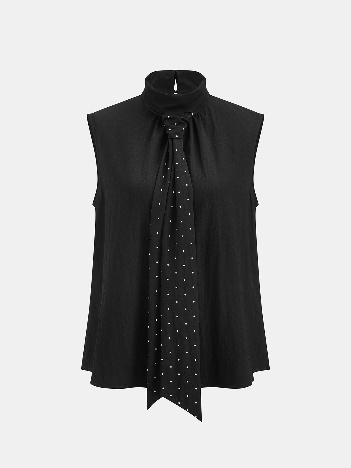 Polka Dot Tie Neck Top & Wide Leg Pants Set for Women Casual Wear