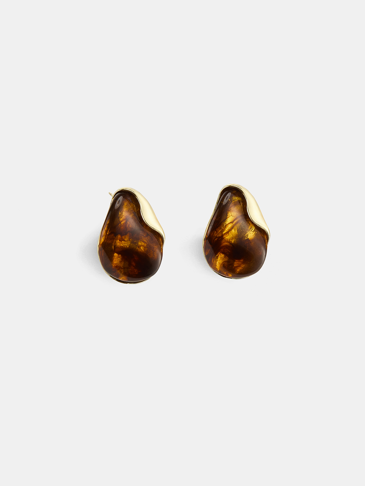 Tortoise Shell Teardrop Stud Earrings Elegant Hypoallergenic Fashion Accessory