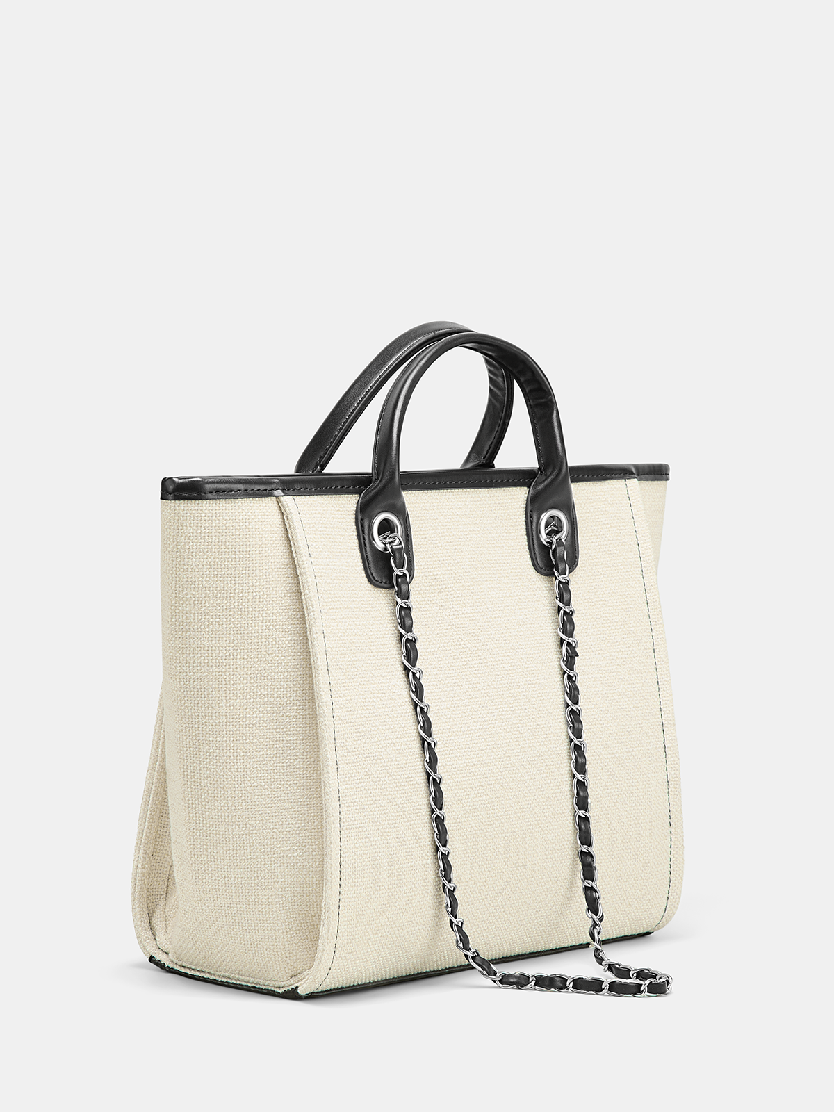 Durable Large Women's Chain Strap Canvas Tote Handbag for Everyday Use