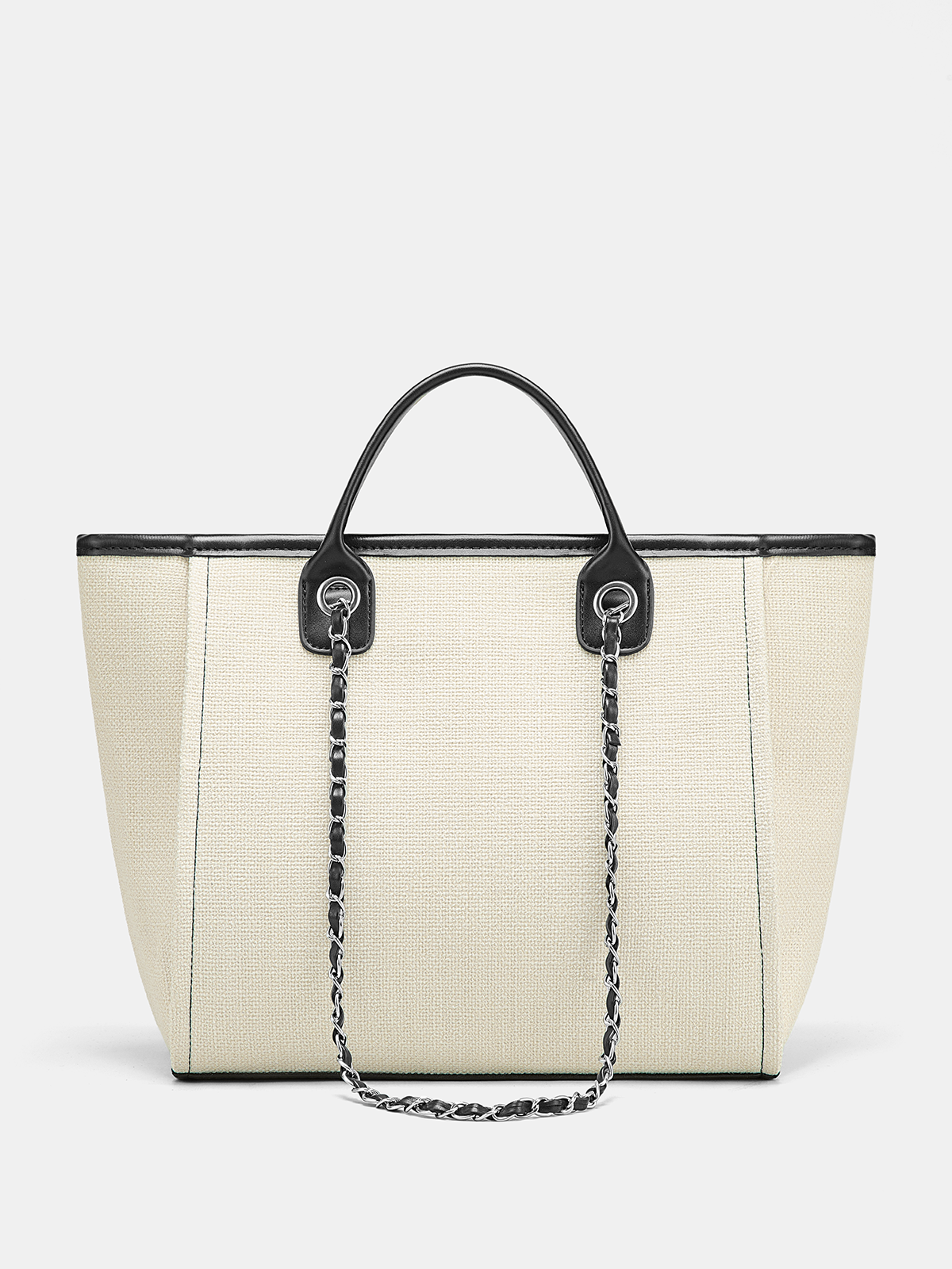 Durable Large Women's Chain Strap Canvas Tote Handbag for Everyday Use