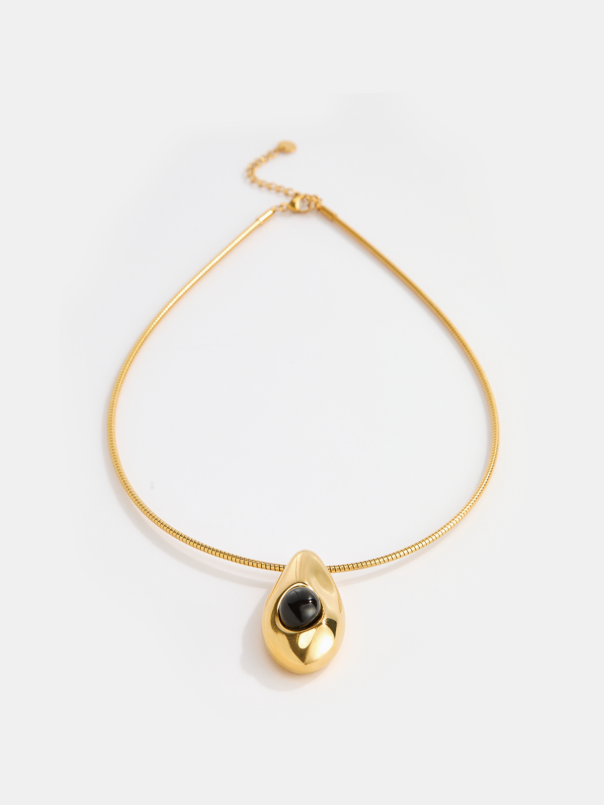 Teardrop Pendant Snake Chain Necklace - Elegant Adjustable Length Jewelry