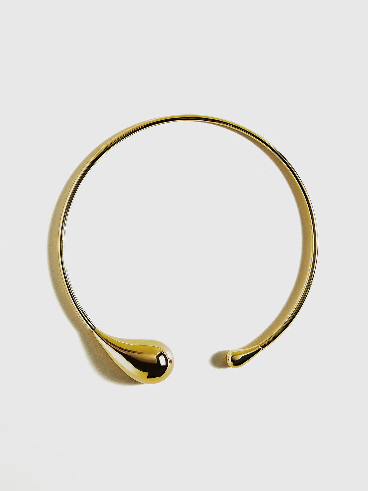 Minimalist Open Teardrop Torque Necklace Elegant Sterling Silver Adjustable
