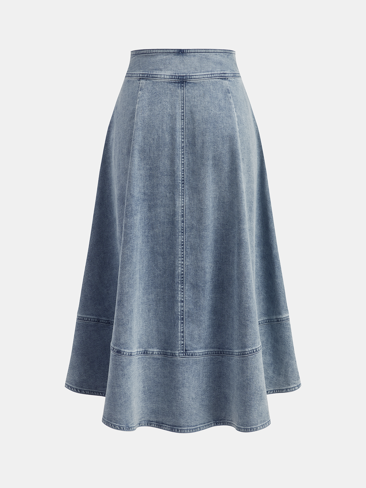 High Waisted Buttoned Flared Denim Skirt for Women Casual Style