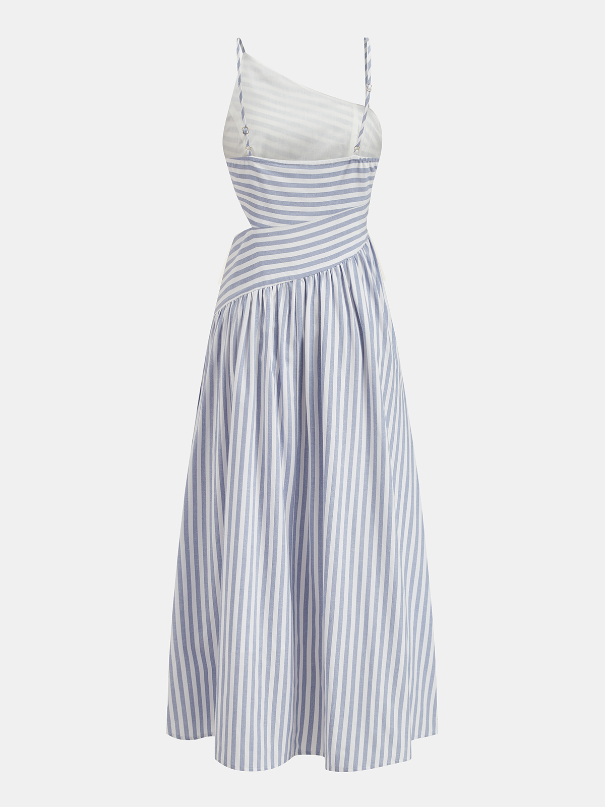Striped Cut-Out Asymmetric Cami Maxi Dress for Summer Evenings