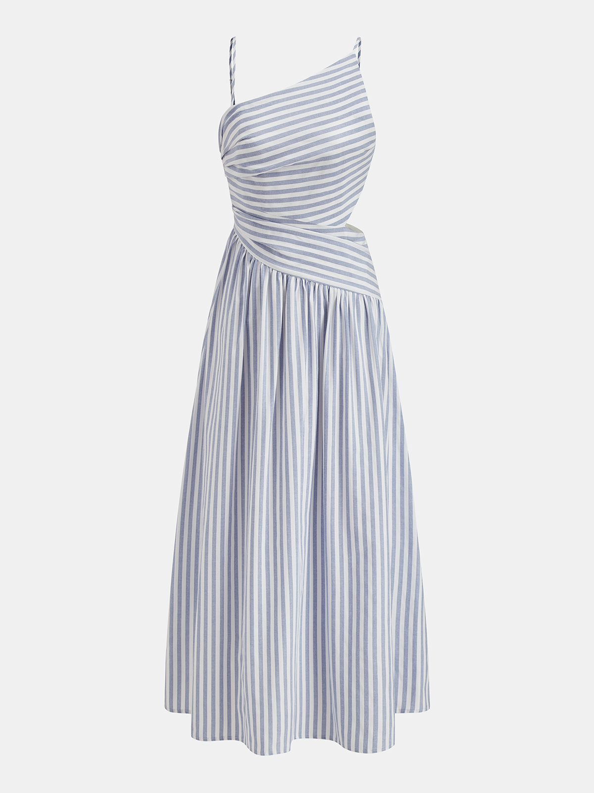 Striped Cut-Out Asymmetric Cami Maxi Dress for Summer Evenings
