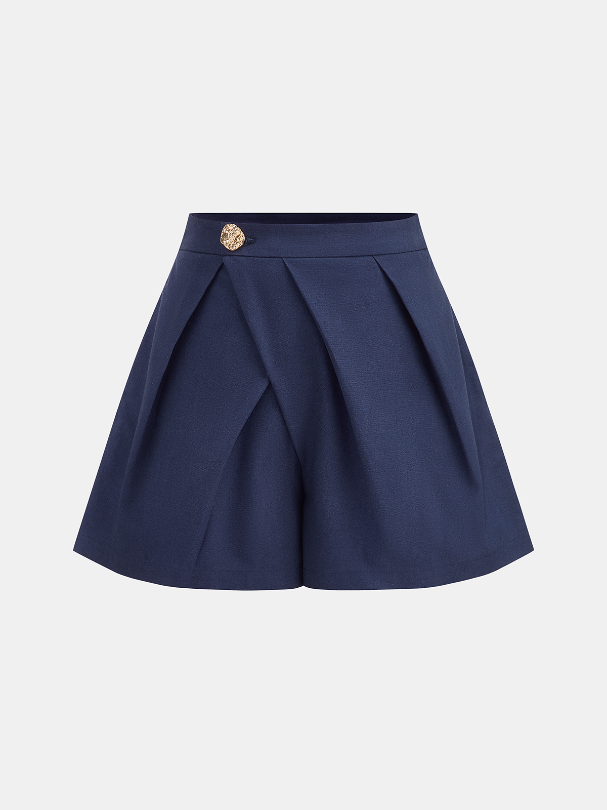 Embossed Button Pleated Skort with Adjustable Waistband Comfort Fit