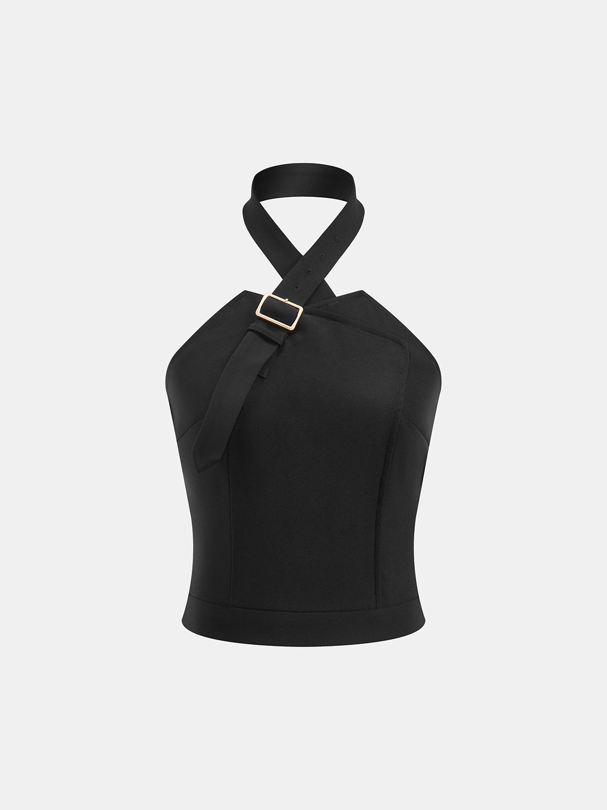 Buckle Detail Crisscross Halter Top for Women Trendy Summer Style