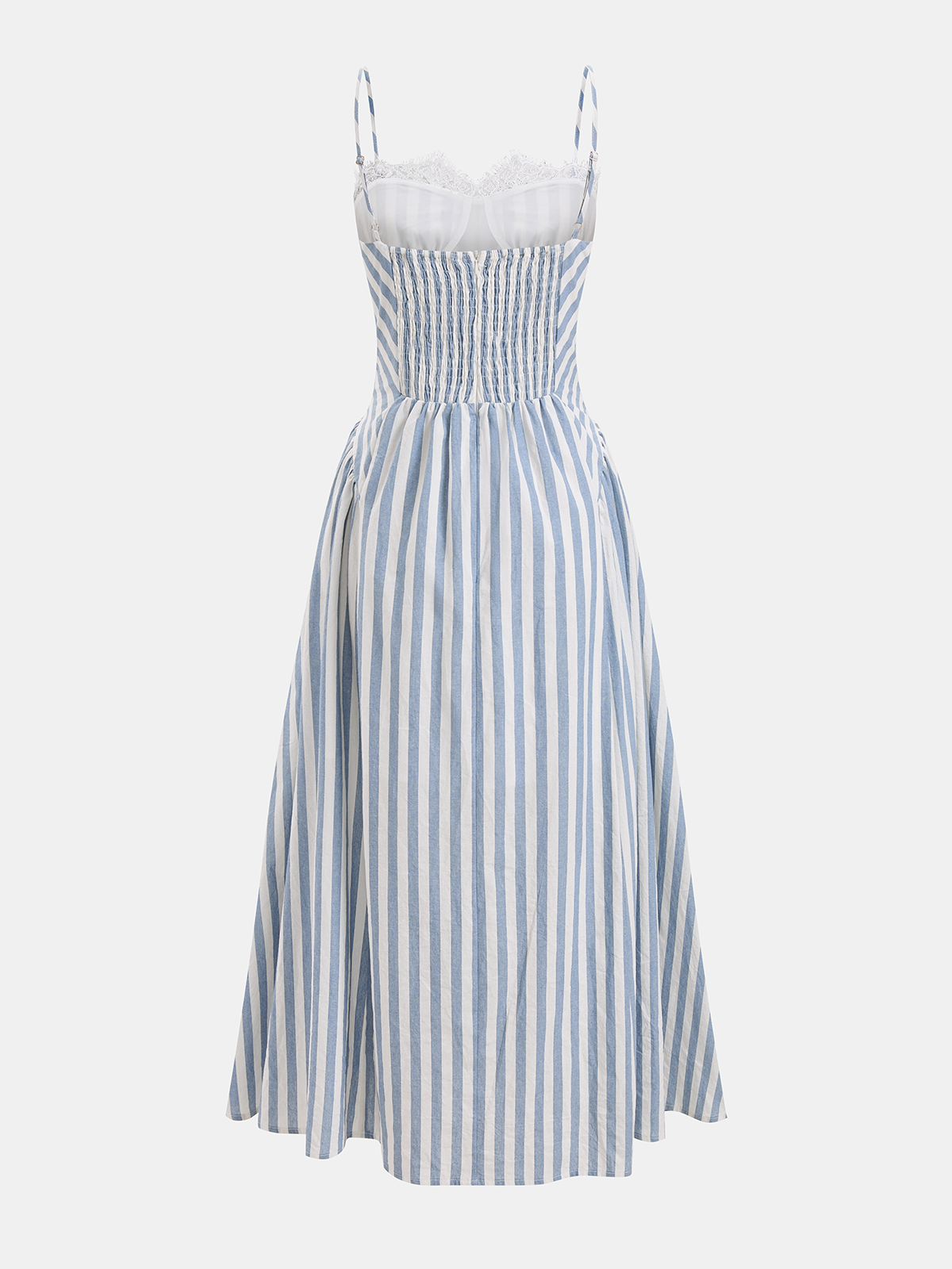 Lace Trim Striped Cotton Cami Maxi Dress for Women Summer Casual