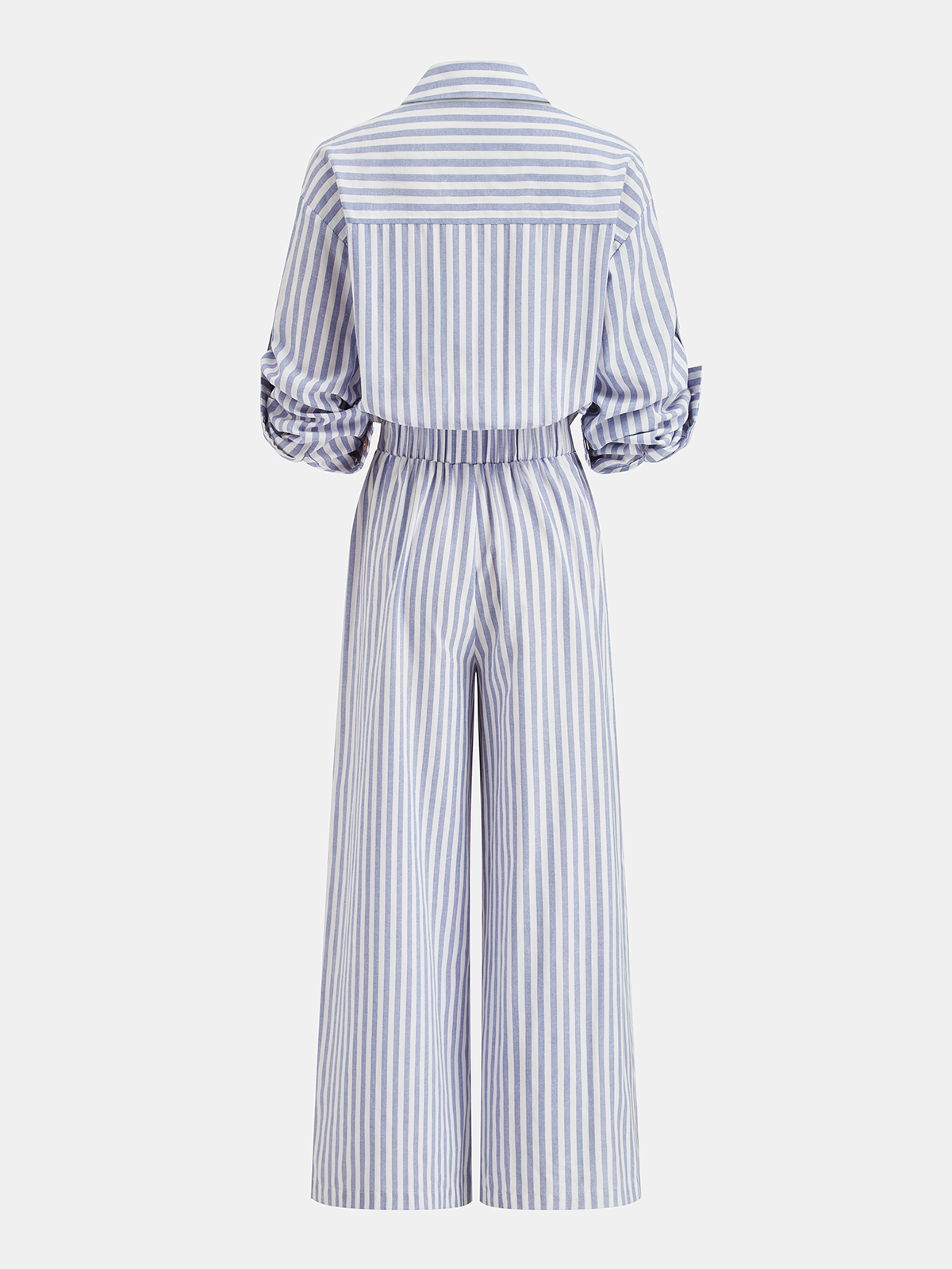 Striped Collared Wide-Leg Jumpsuit Perfect for Summer Comfort