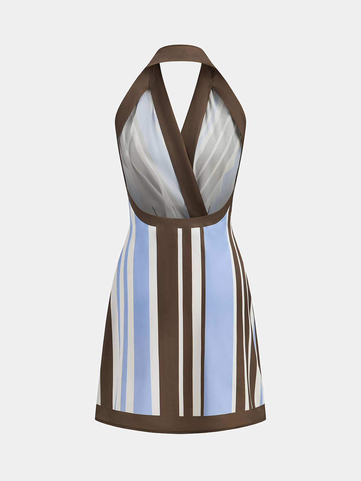 Halter Striped Satin Wrap Mini Dress for Women Summer Casual