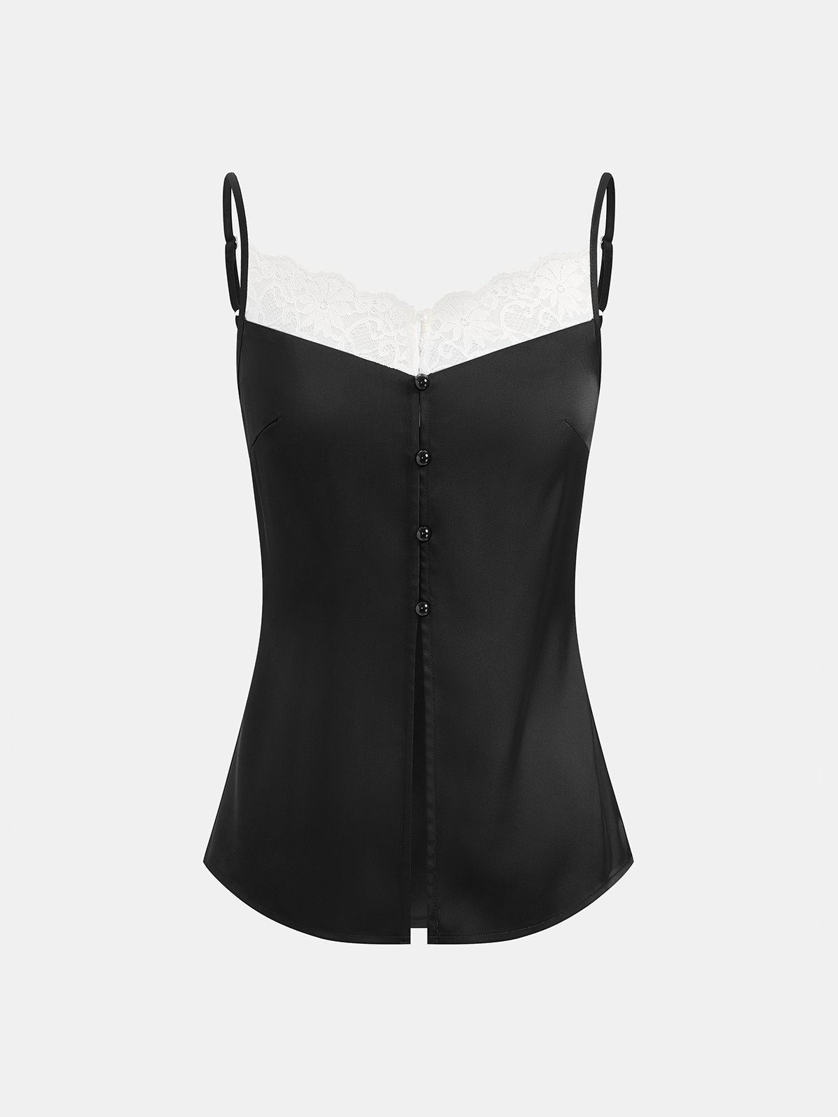 Lace Trim Satin Cami Top for Women Comfort Fit