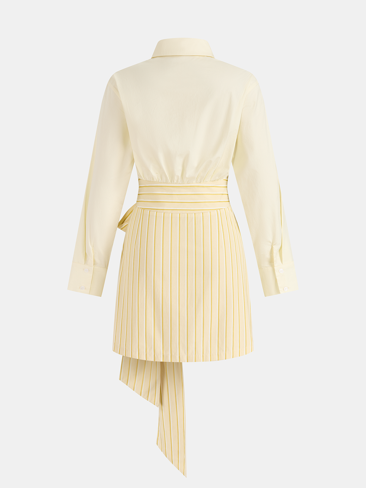 Cotton Striped Tie-Waist Shirt Dress with Belted Waistband