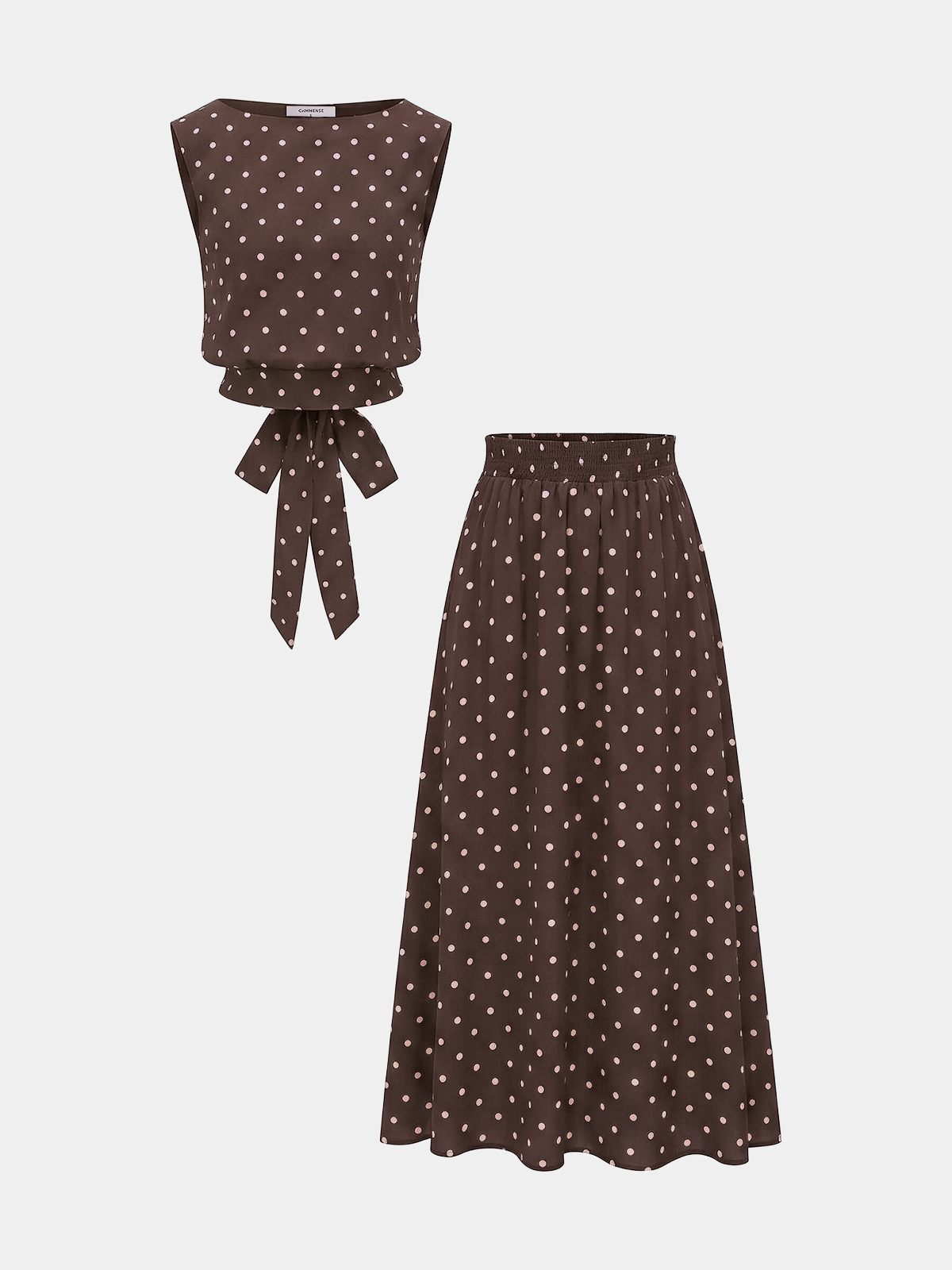 Polka Dot Sleeveless Top & Maxi Skirt Set for Women Summer Outfit