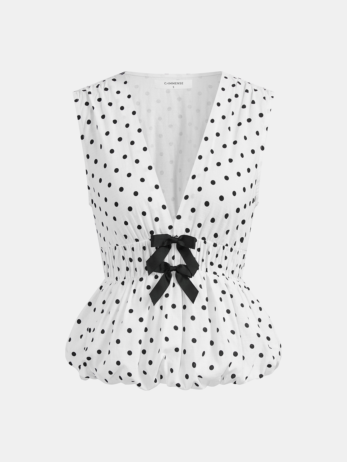 Polka Dot Bow Sleeveless Peplum Top for Women Summer Casual