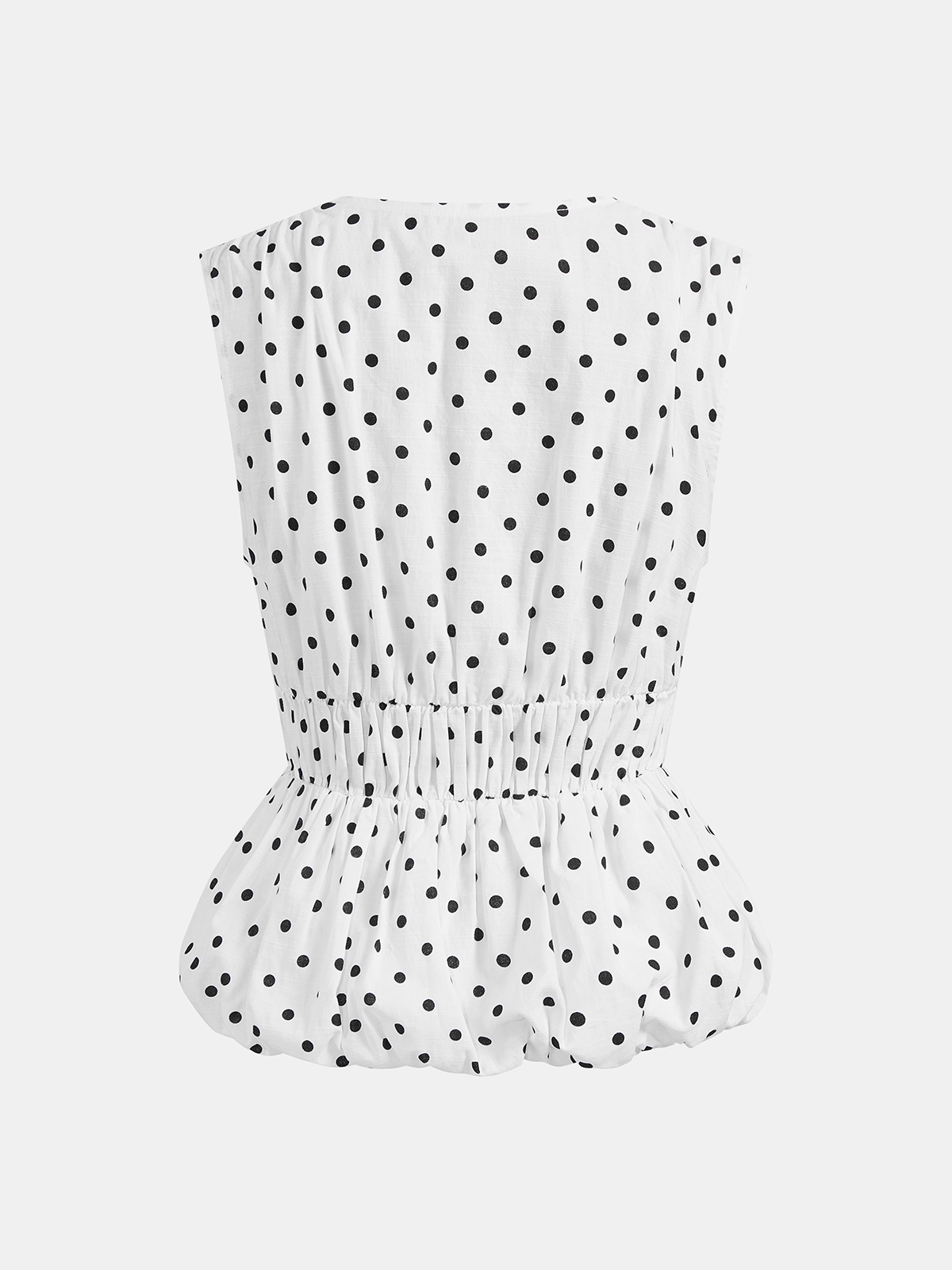 Polka Dot Bow Sleeveless Peplum Top for Women Summer Casual