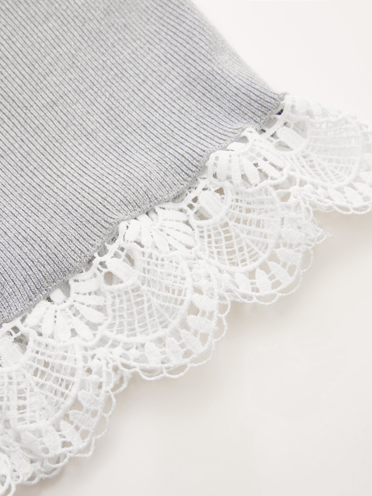 2 in 1 Collared Lace Hem Knit Vest Stylish Layered Look Pullover