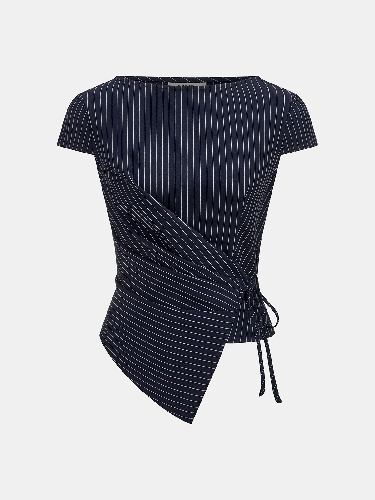 Pinstripe Wrap Tie Top & Wide-Leg Pants Set for Women in Classic Style