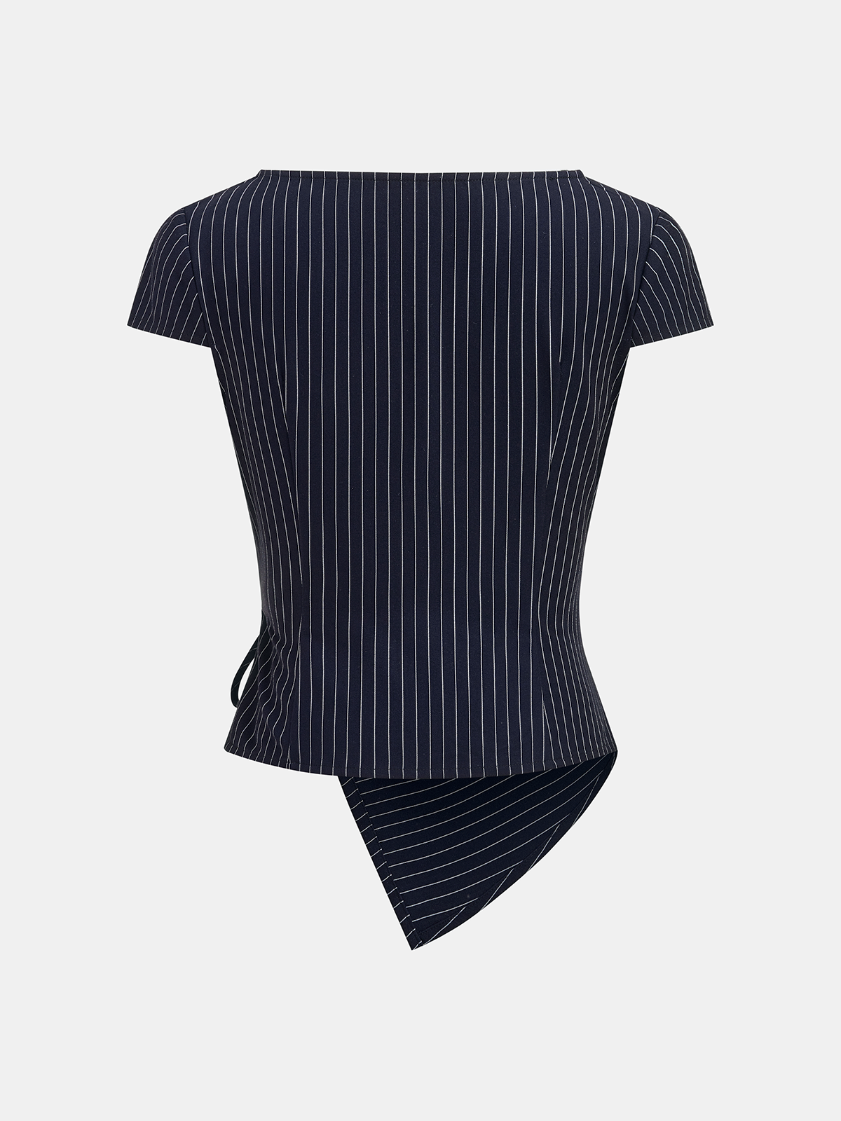 Pinstripe Wrap Tie Top & Wide-Leg Pants Set for Women in Classic Style
