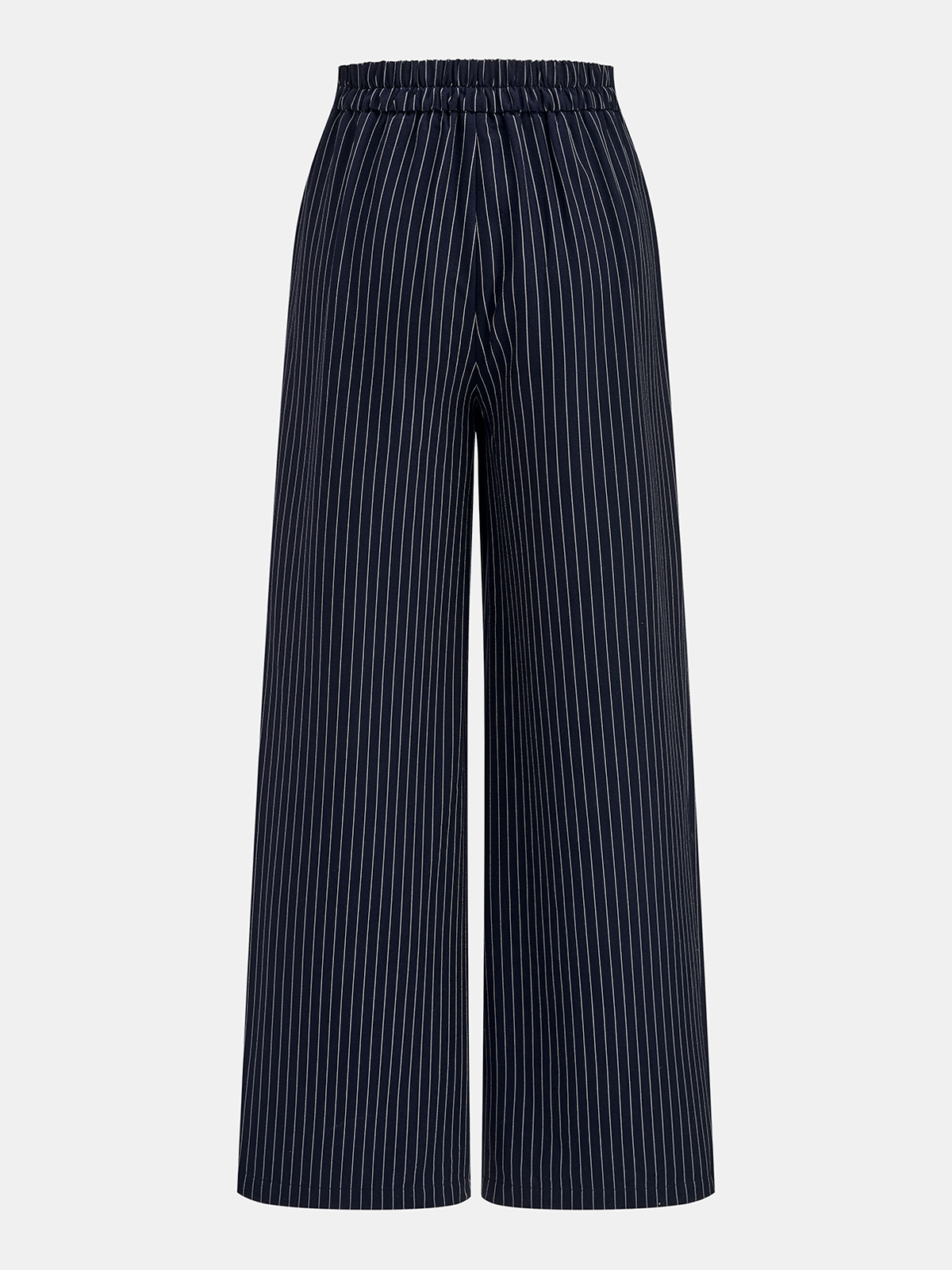 Pinstripe Wrap Tie Top & Wide-Leg Pants Set for Women in Classic Style