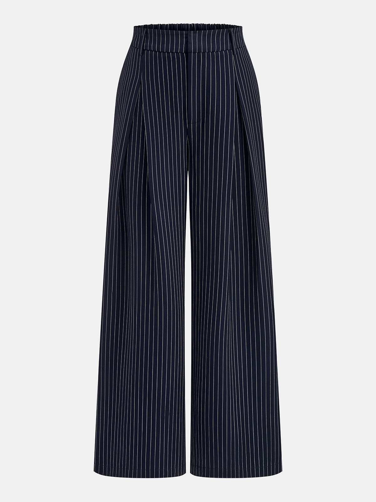 Pinstripe Wrap Tie Top & Wide-Leg Pants Set for Women in Classic Style