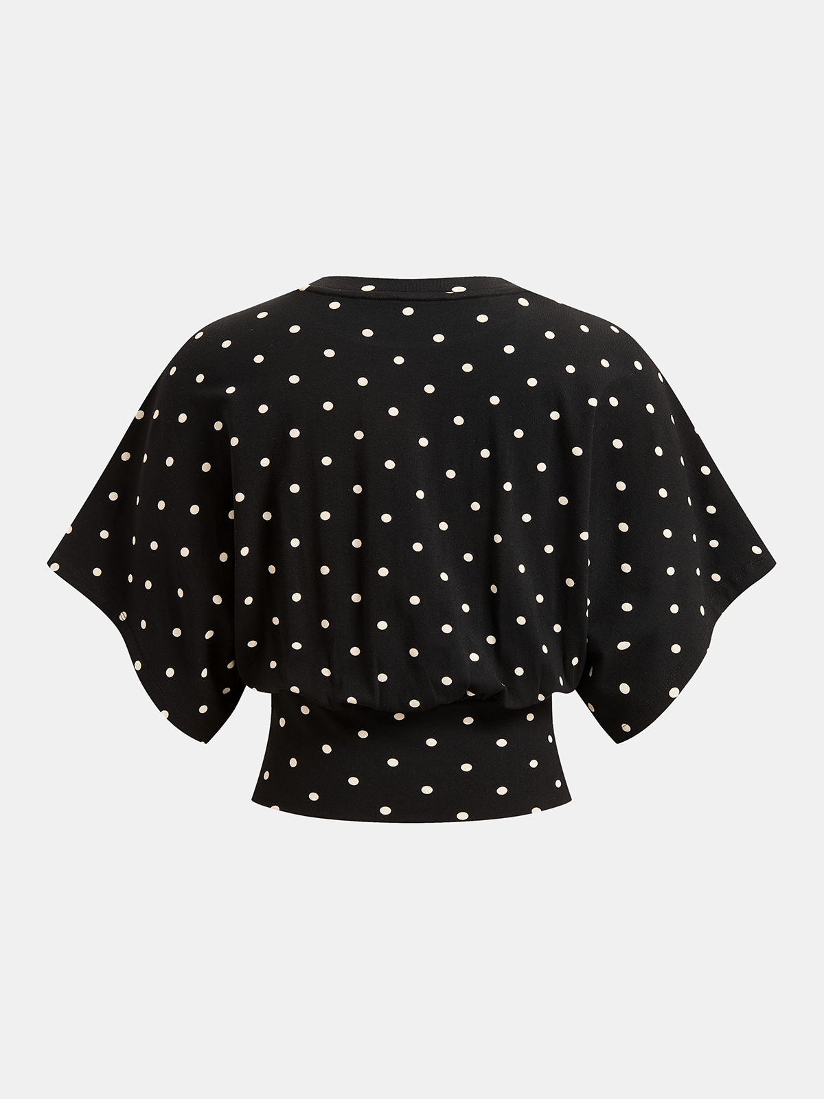 Polka Dot Batwing Cinched Waist Blouse Trendy Casual Women's Top