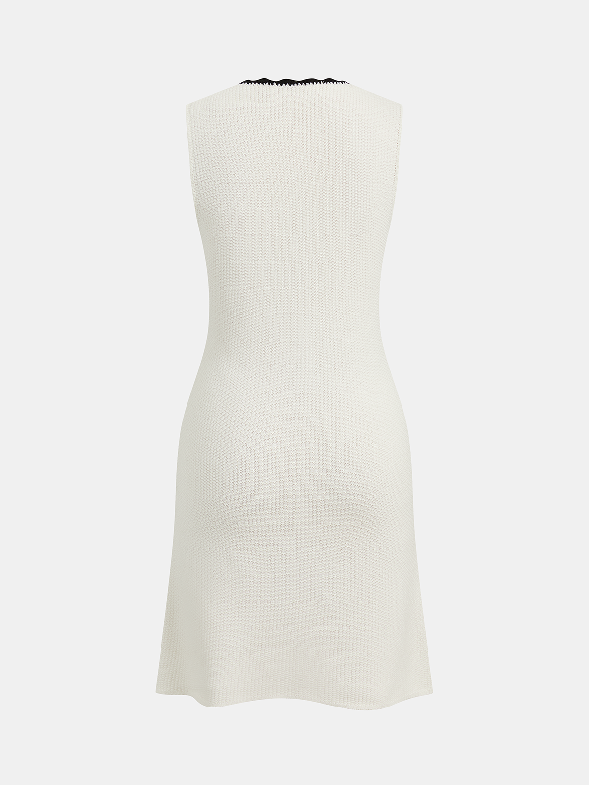 Contrast Trim Button-Front Sleeveless Knit Dress for Women Casual Summer