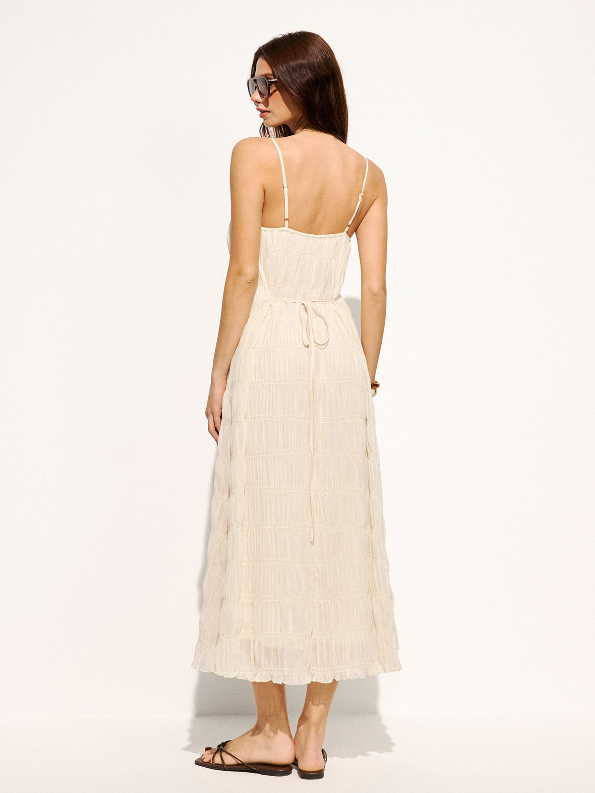 Smocked Tiered Cami Maxi Dress Lightweight Flowy Summer Beachwear
