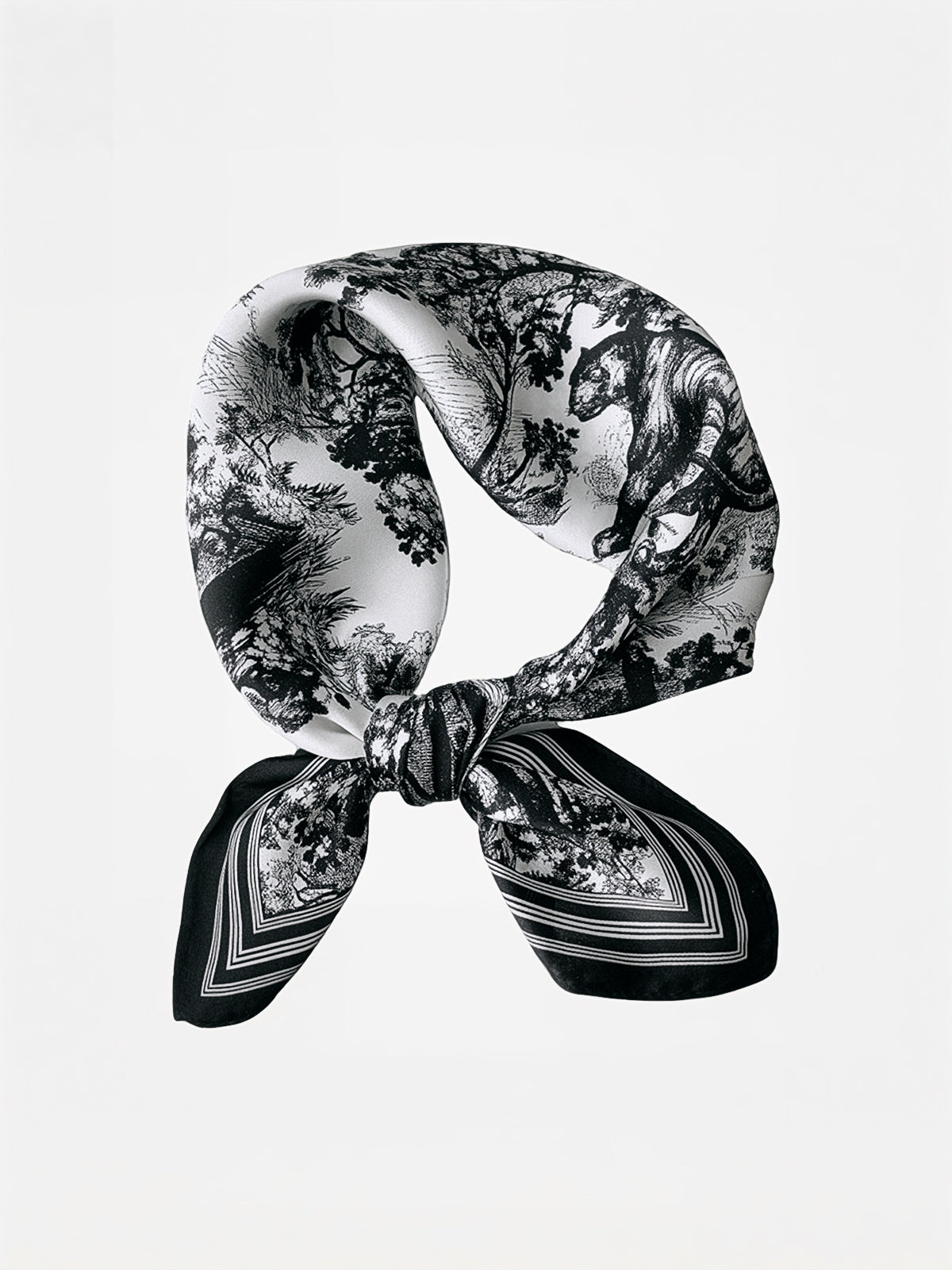Jungle Animal Print Silk Scarf for Women Lightweight Luxury