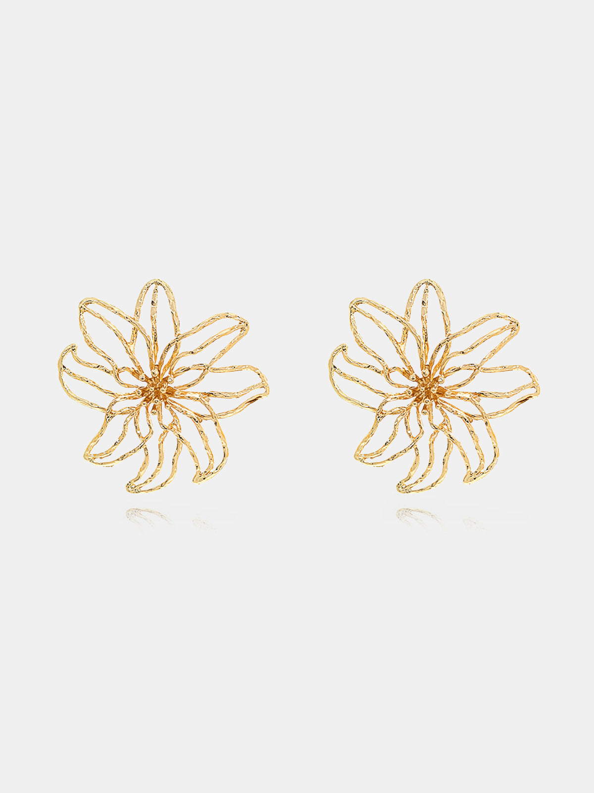 Openwork Flower Stud Earrings Delicate Floral Design Jewelry