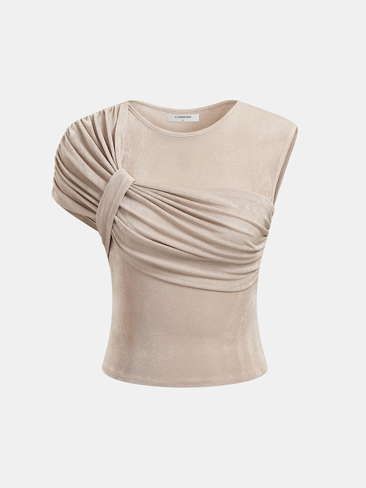 Asymmetrical Draped Ruched Top for Women Casual Wear