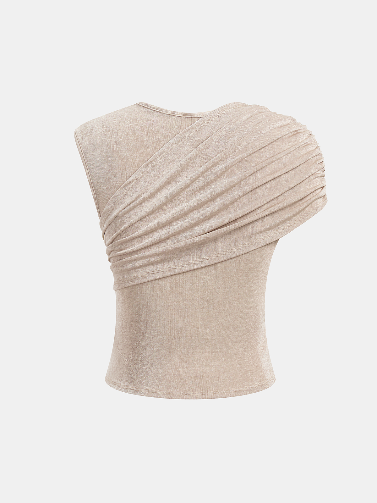 Asymmetrical Draped Ruched Top for Women Casual Wear