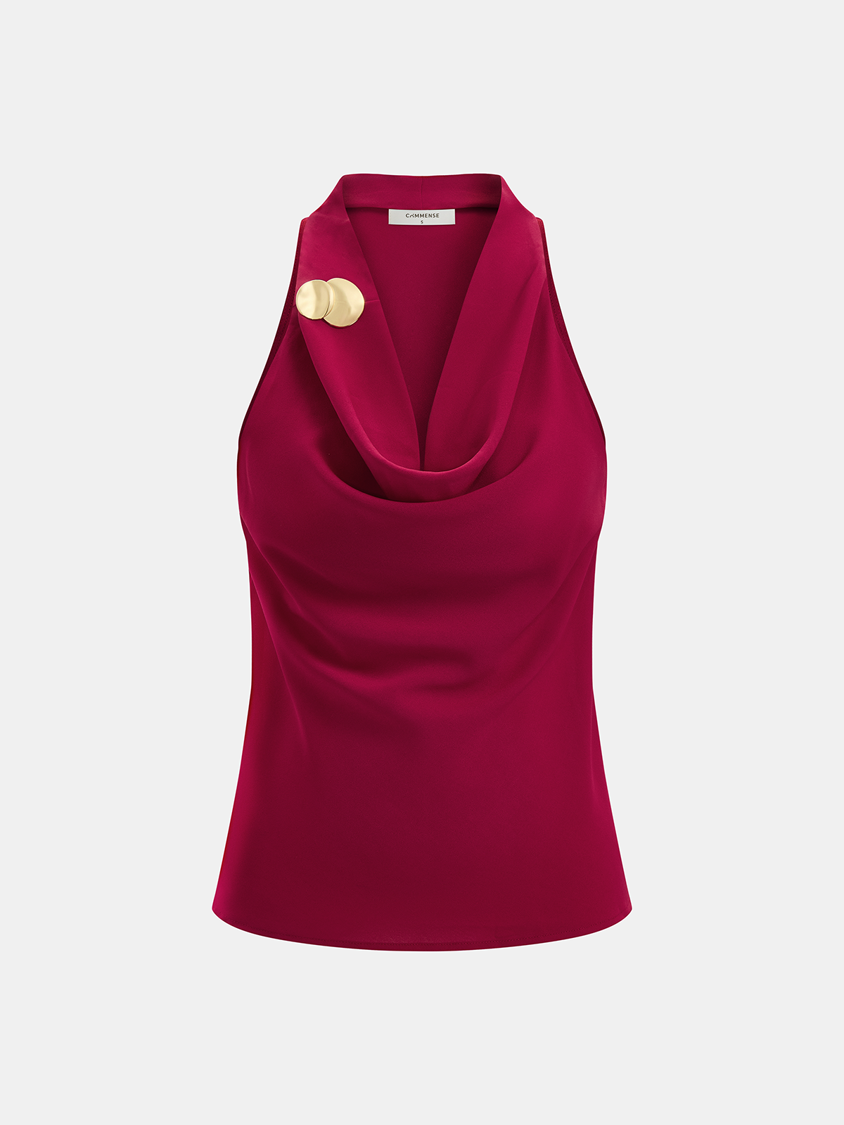 Metal Detail Cowl Neck Sleeveless Top for Women Casual Summer Wear
