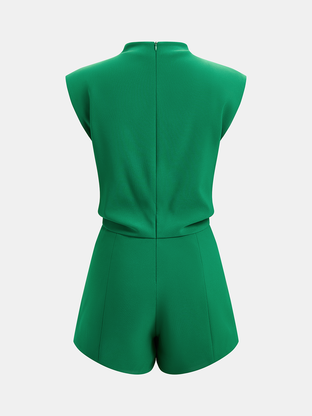 Draped Sleeveless Mock Neck Romper for Evening Wear