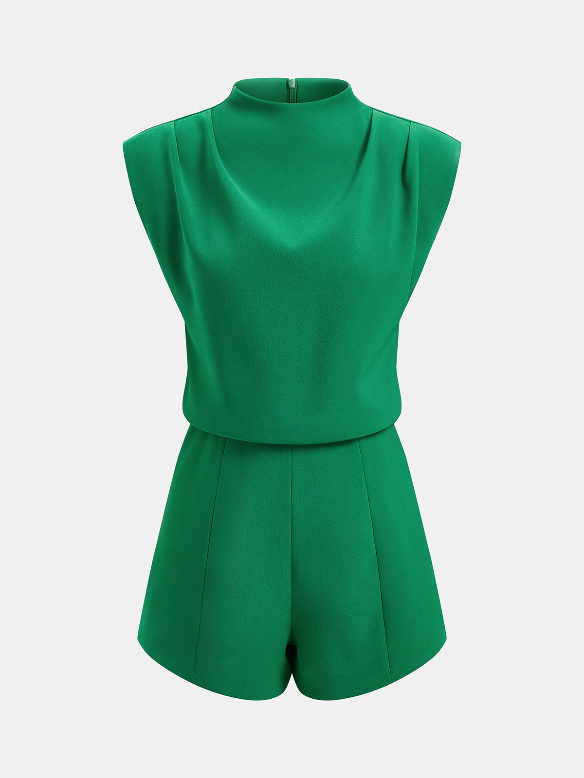 Draped Sleeveless Mock Neck Romper for Evening Wear