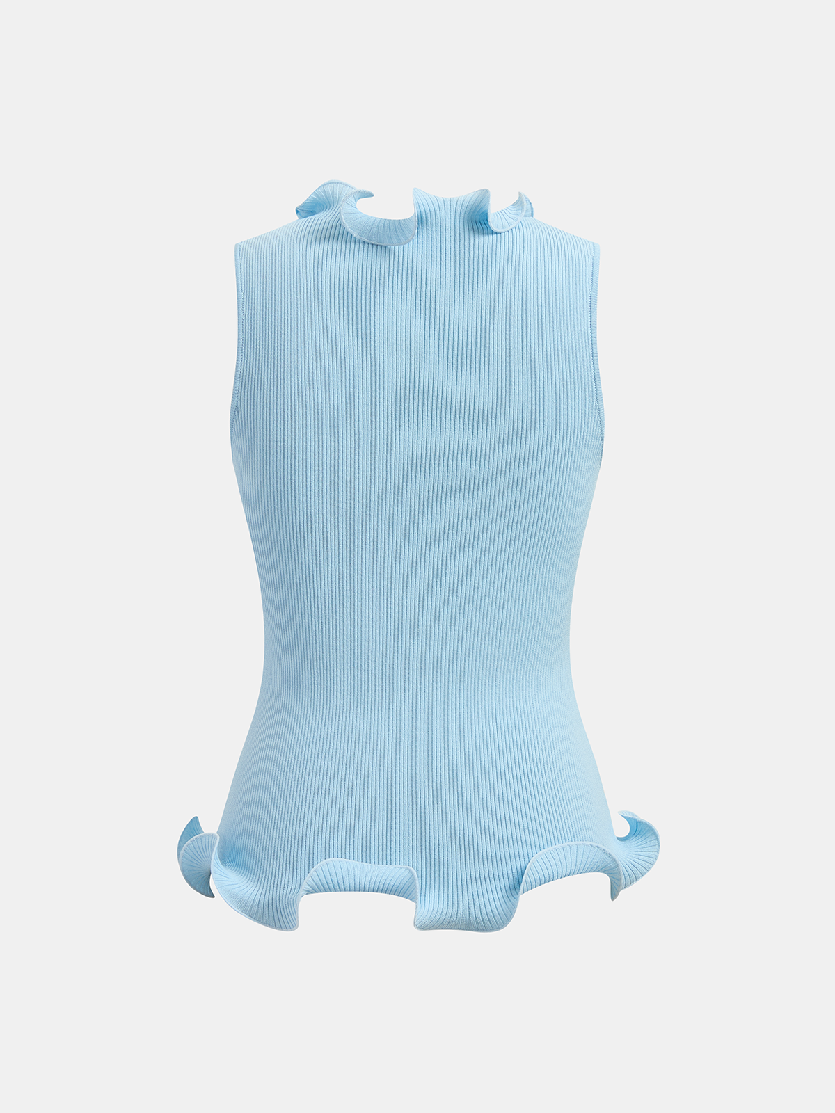 Sleeveless Ruffled Ribbed Knit Top for Women Casual Summer Wear