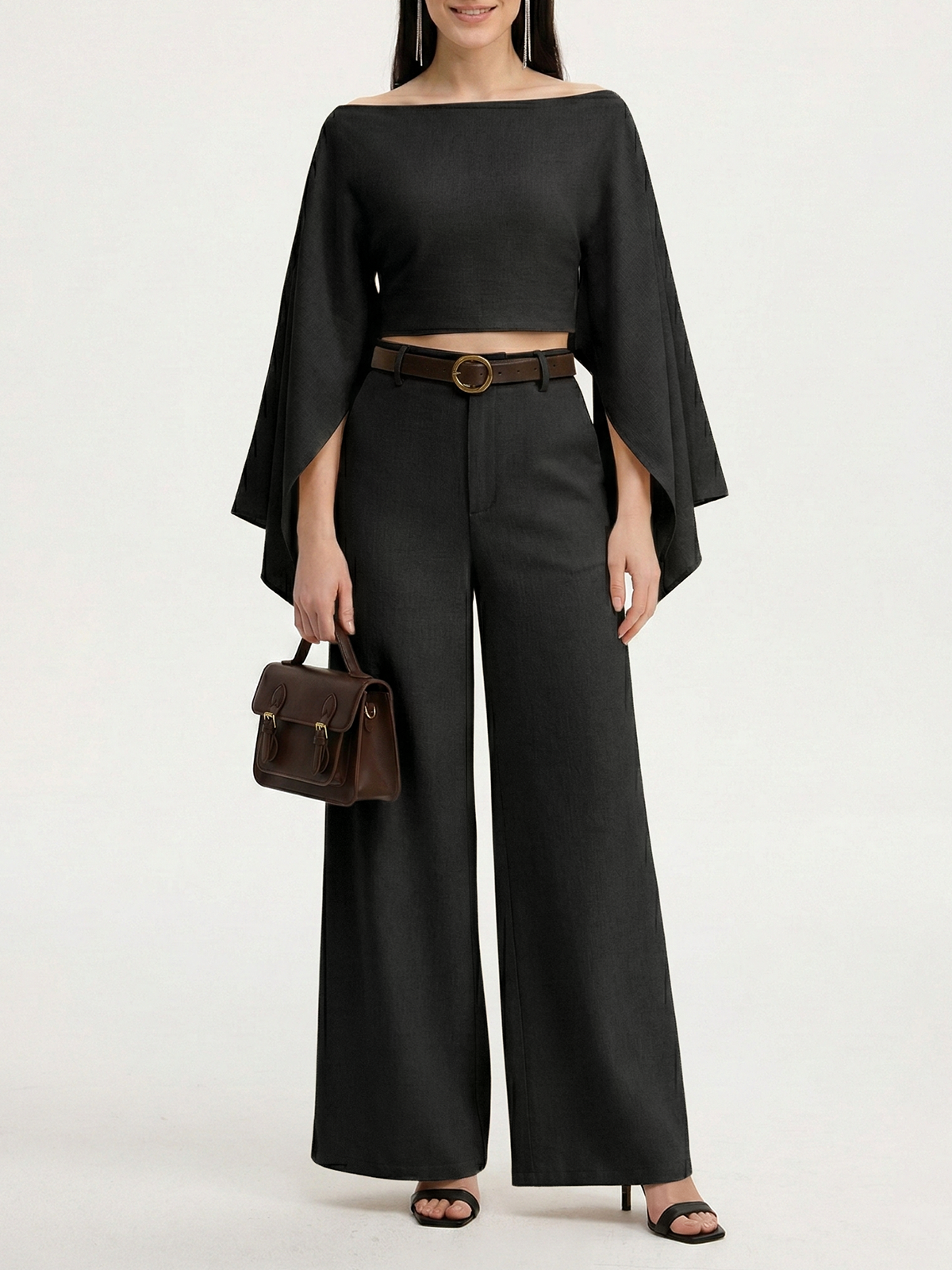 Belted Linen-Blend Wide-Leg Pants for Women, Summer Casual Fit