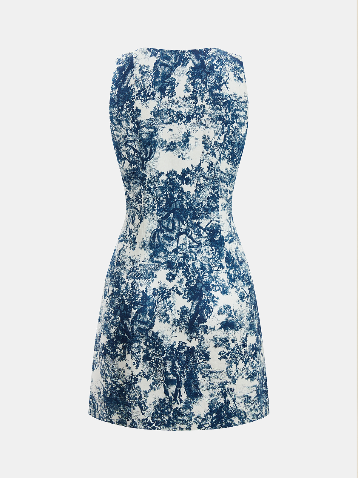 Toile Print Sleeveless Button Front Women's Mini Dress