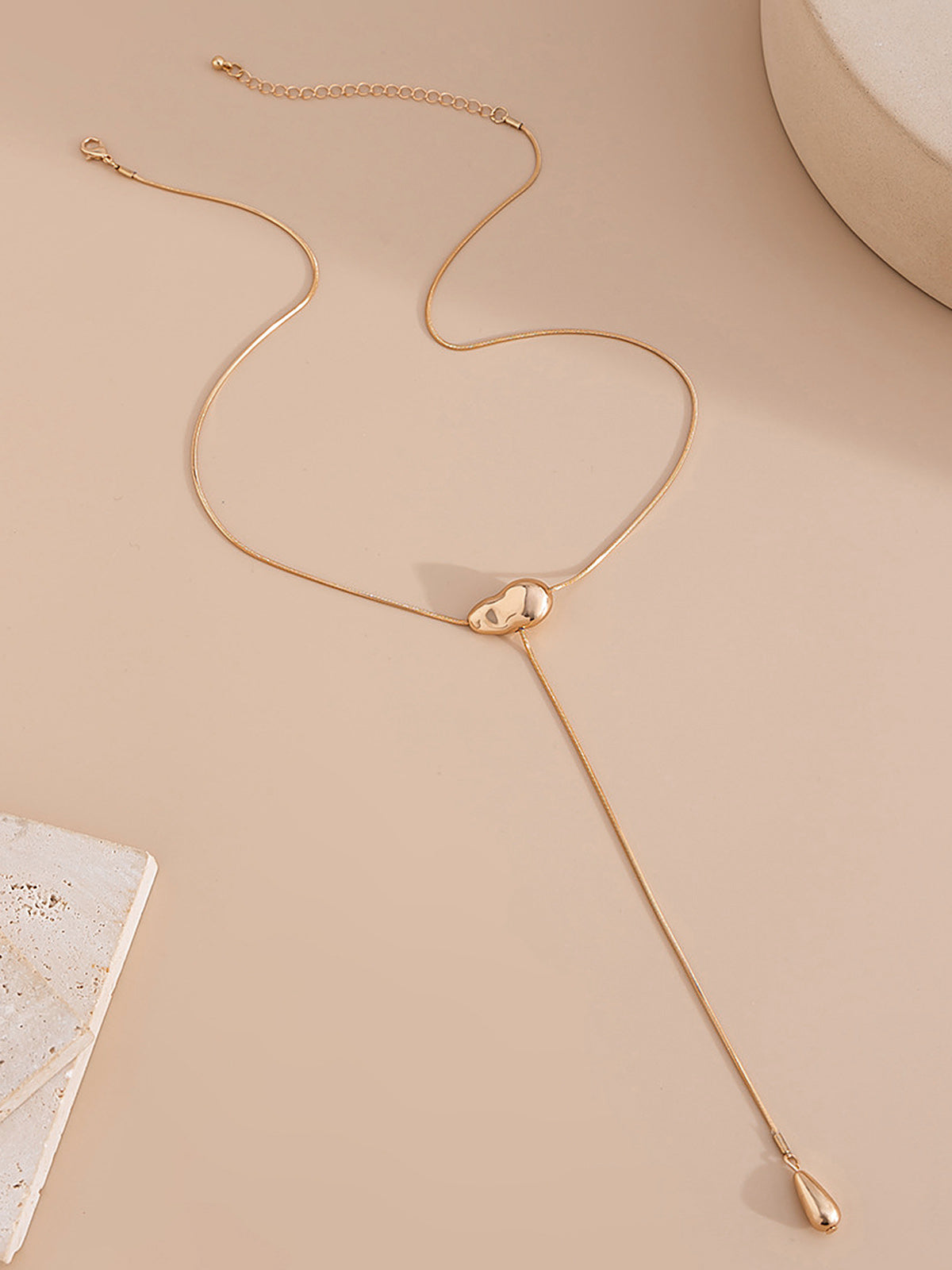 Minimalist Irregular Lariat Necklace in Sterling Silver for Women