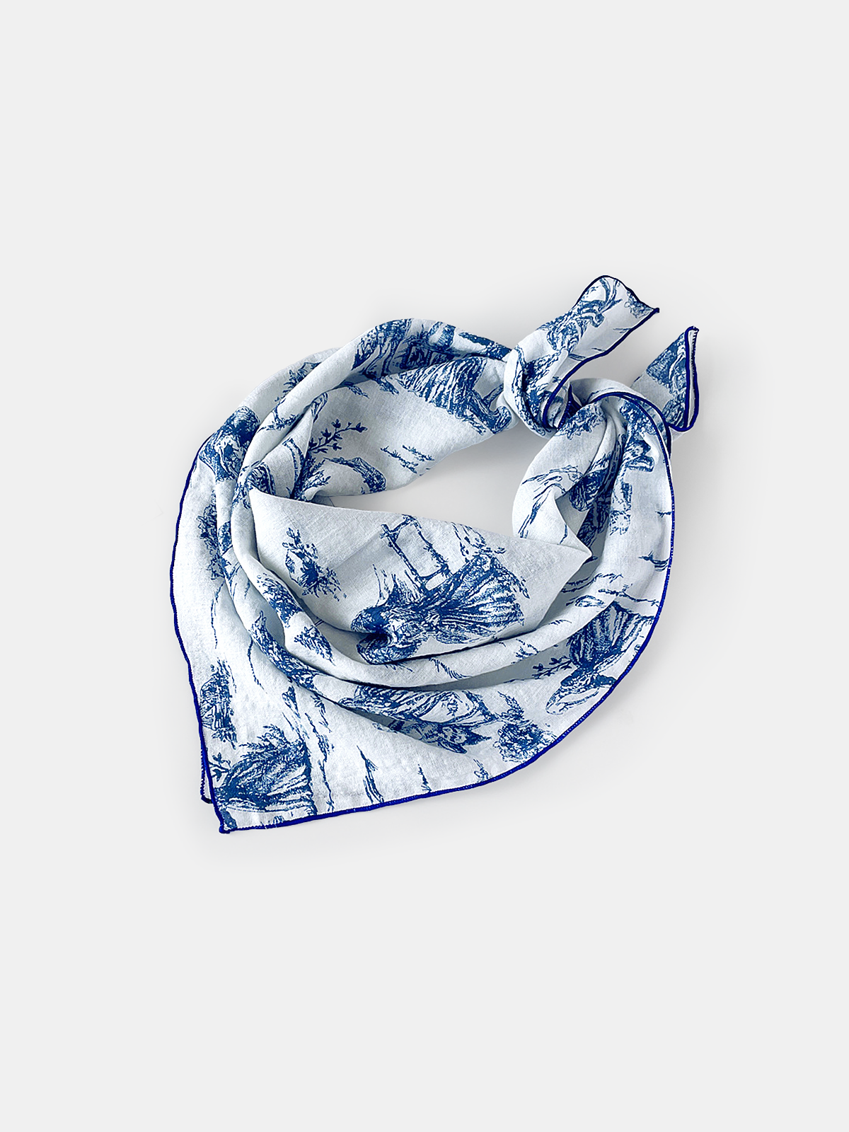 Toile Print Cotton Bandana Scarf Versatile Lightweight Accessory