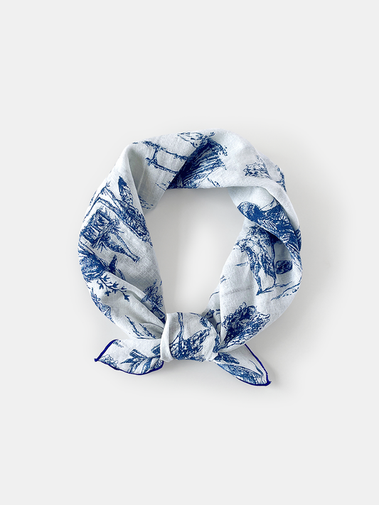 Toile Print Cotton Bandana Scarf Versatile Lightweight Accessory