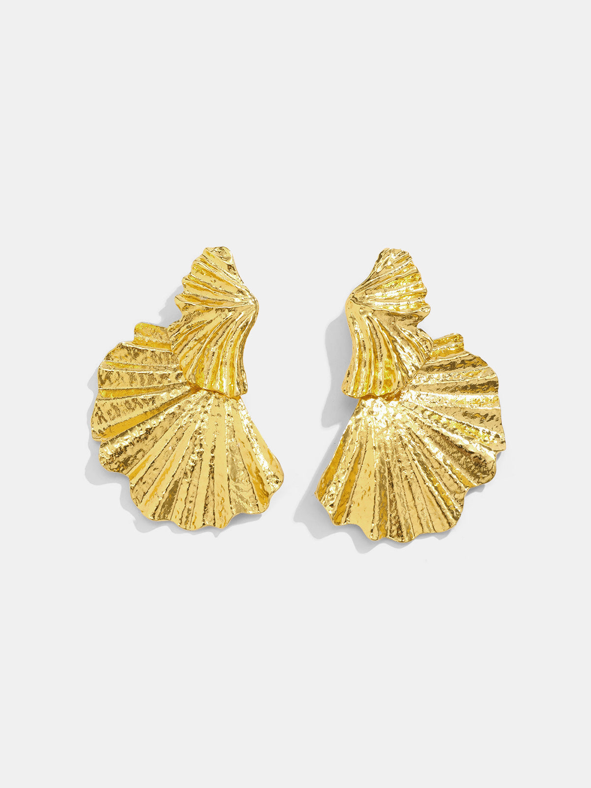 Double Fan Statement Earrings with Layered Drop Design