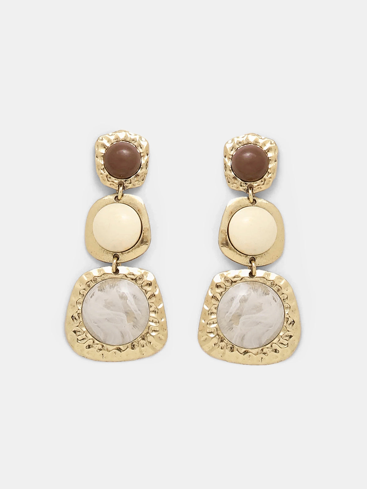 Hammered Tiered Marbled Drop Earrings for Elegant Women's Fashion Accessories