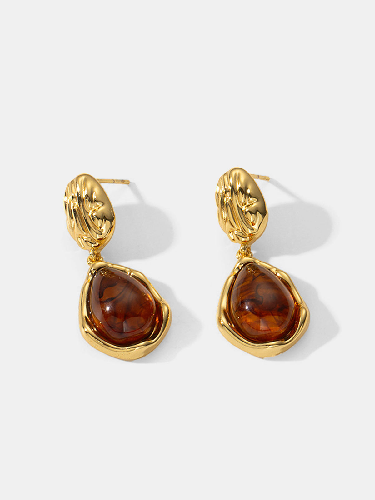 Textured Teardrop Gem Drop Earrings Elegant Fashion Statement