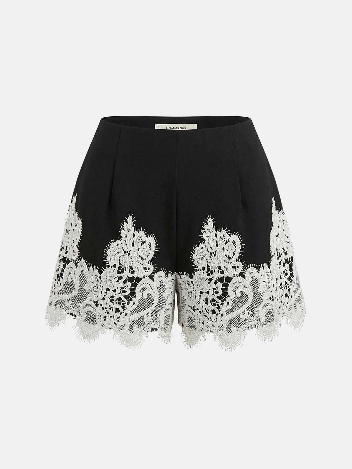 Contrast Lace Trim Mid-Waist Shorts for Women Comfort Fit