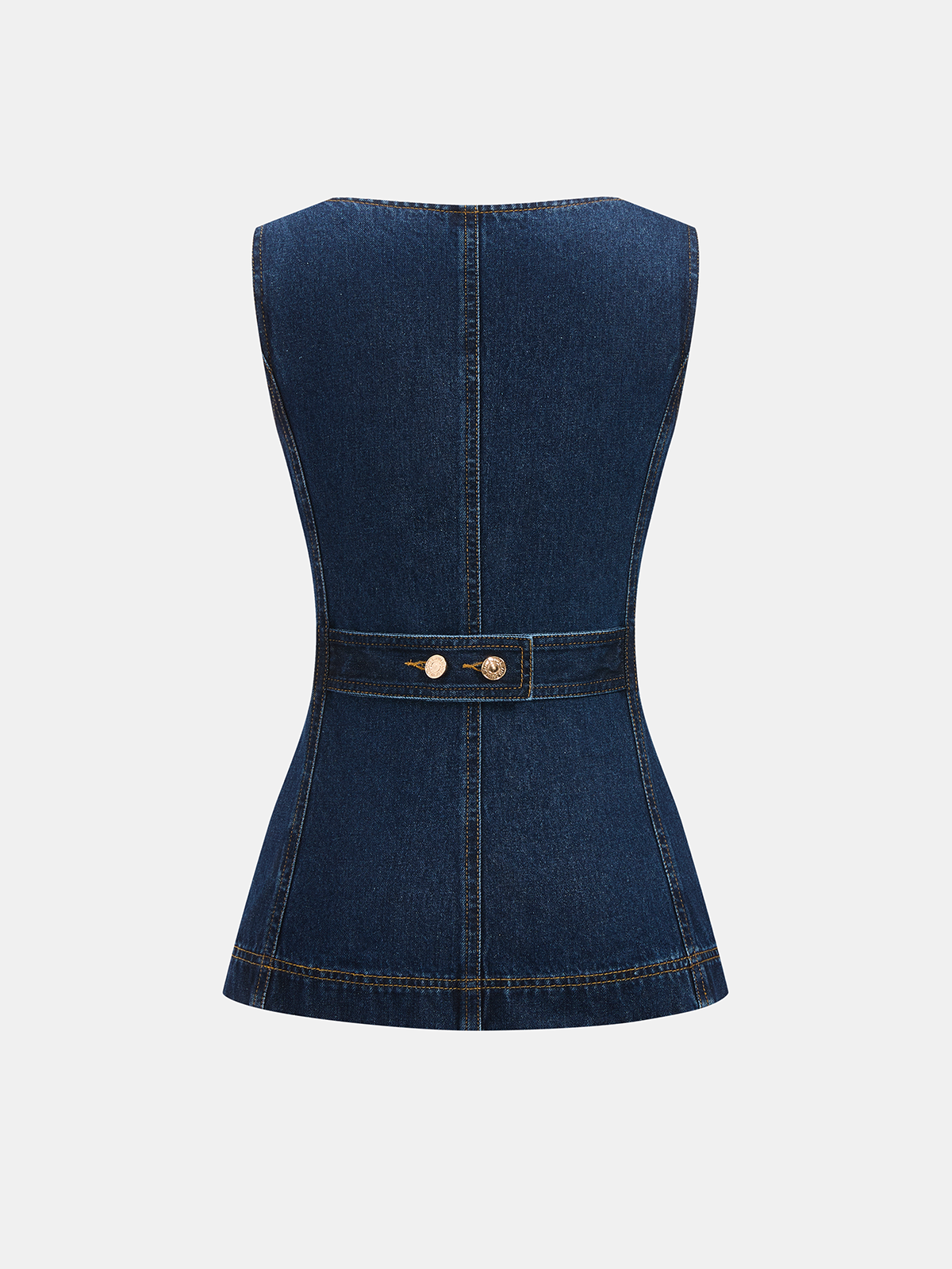 Metal Button Denim Sleeveless Vest & Shorts Set for Summer Casual Wear