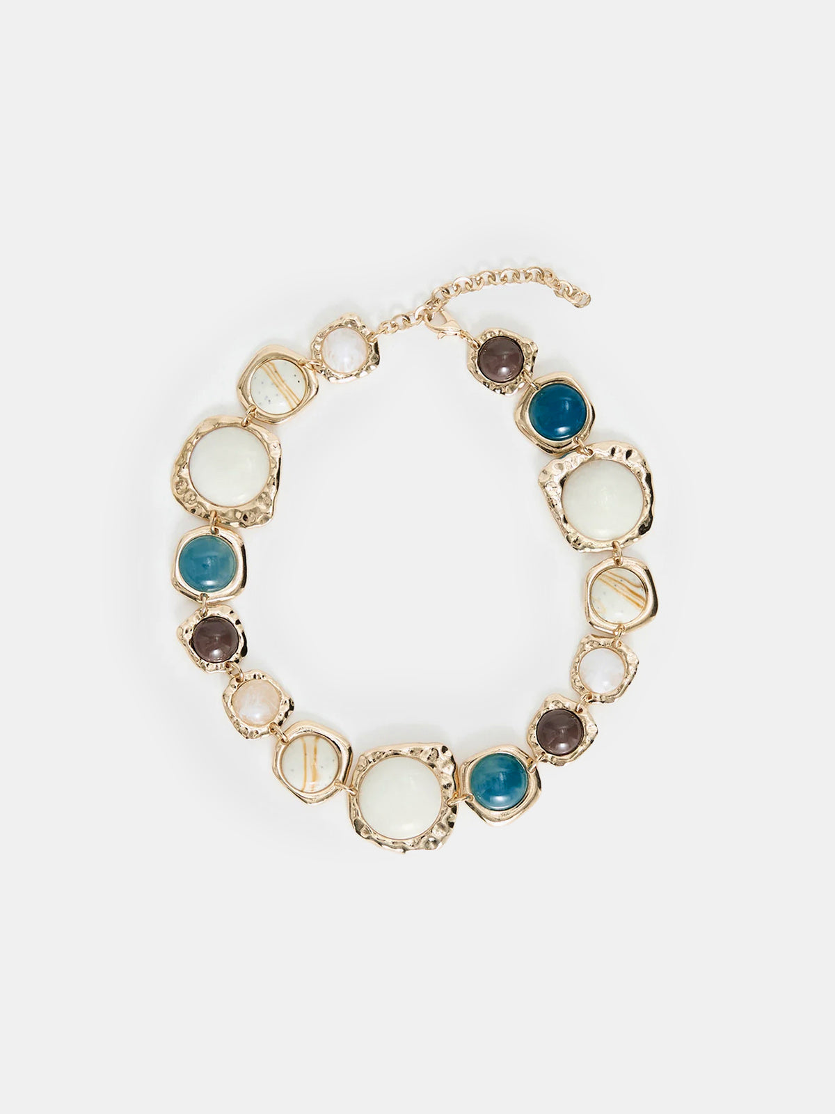 Multi Stone Statement Necklace with Vintage Charm Accents