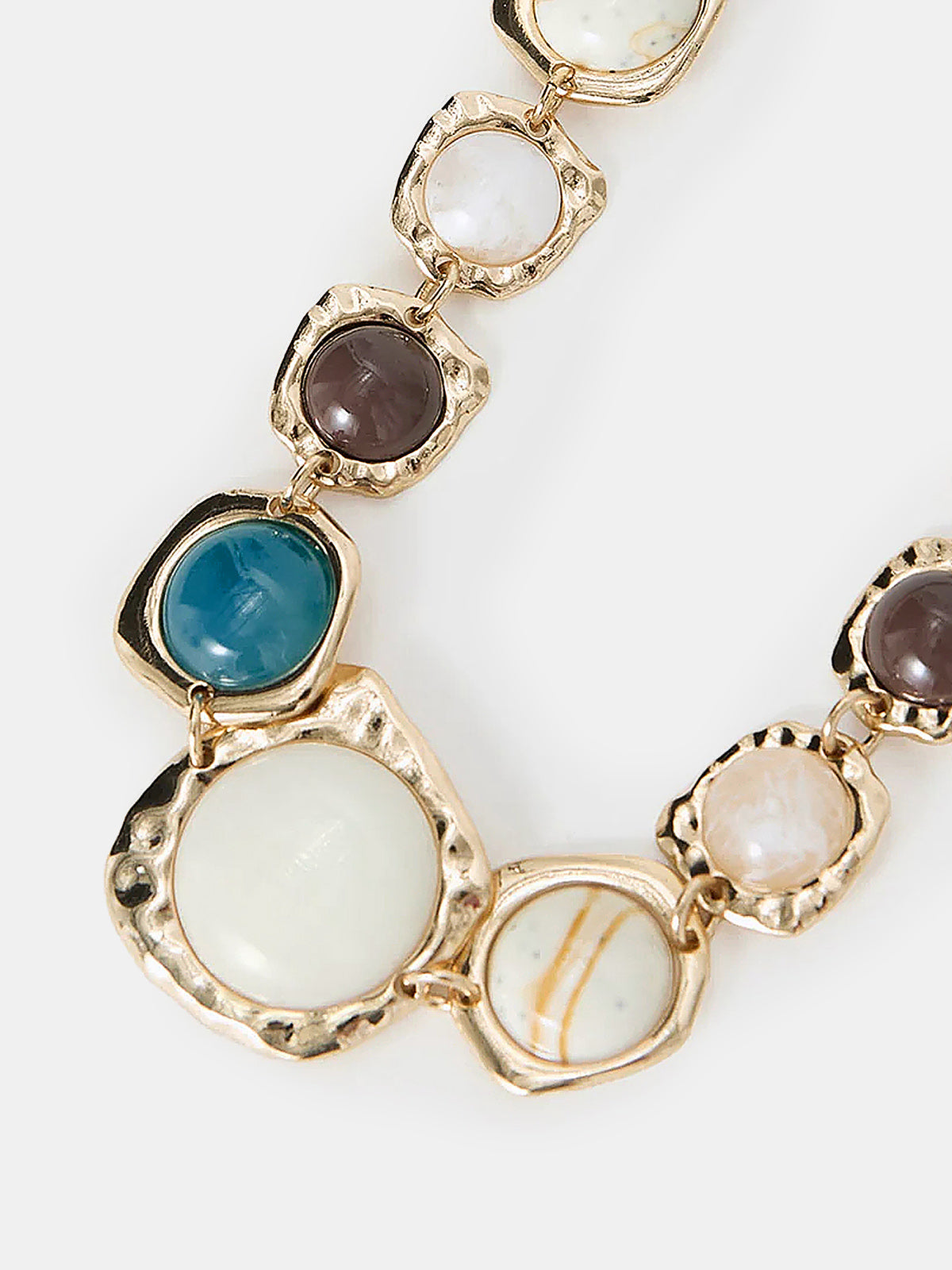 Multi Stone Statement Necklace with Vintage Charm Accents