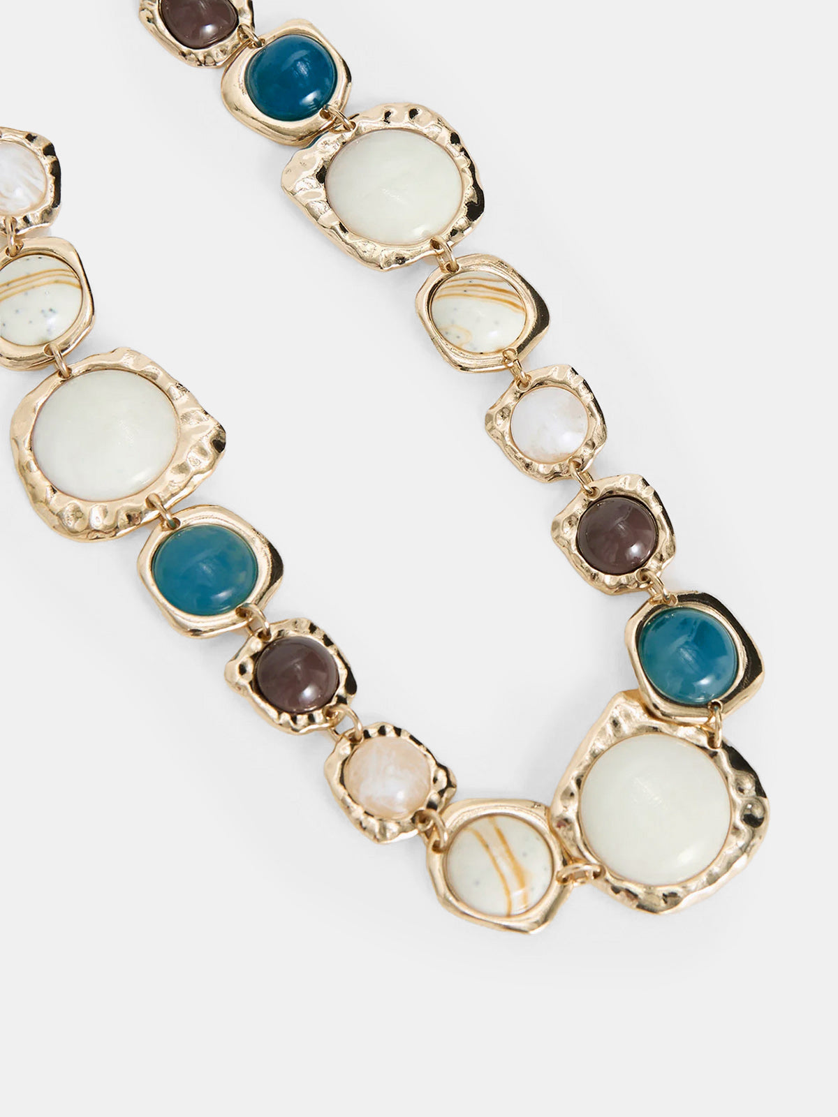 Multi Stone Statement Necklace with Vintage Charm Accents
