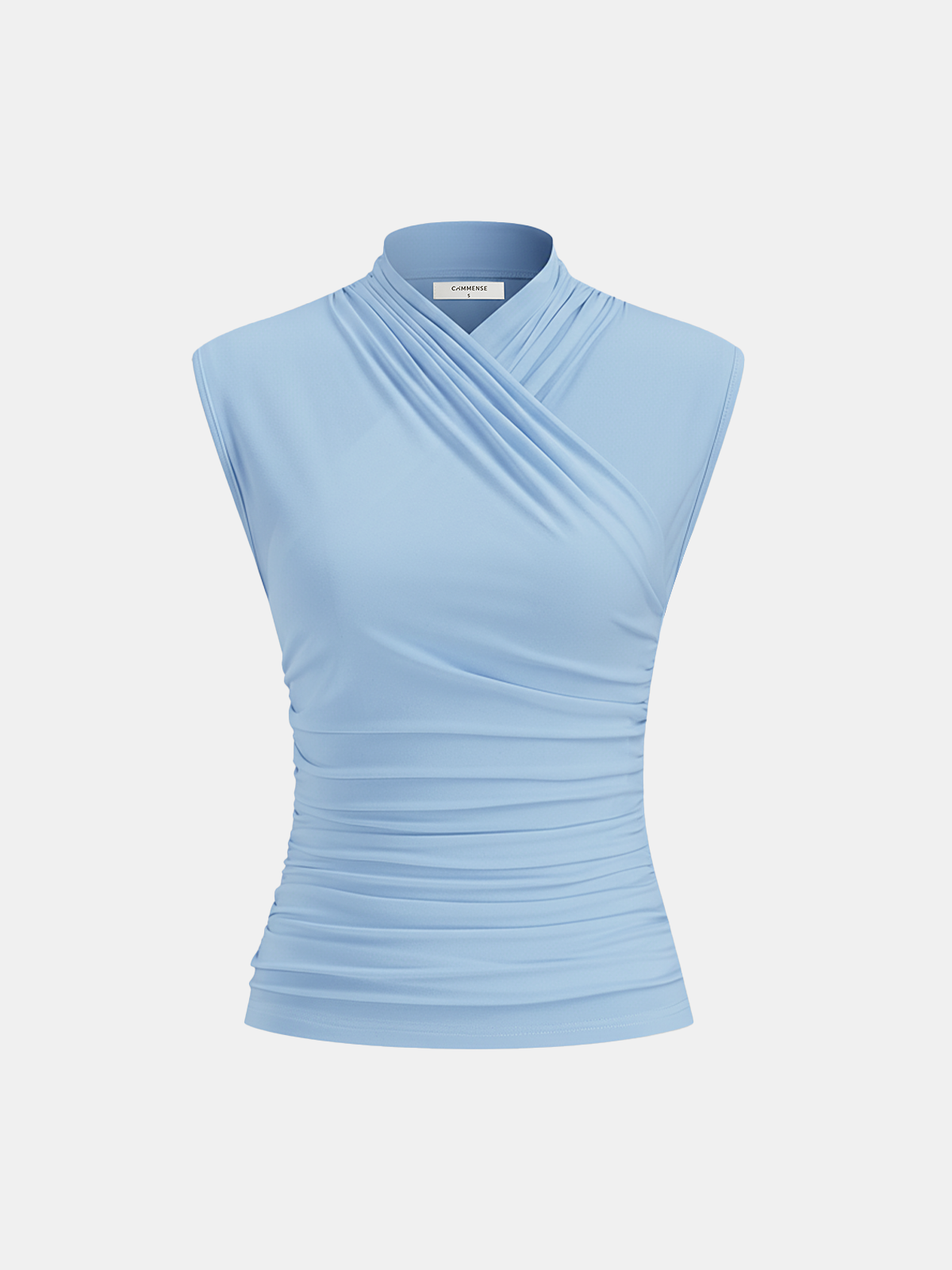 Cross Neck Ruched Fitted Tank Top for Women, Summer Casual Wear